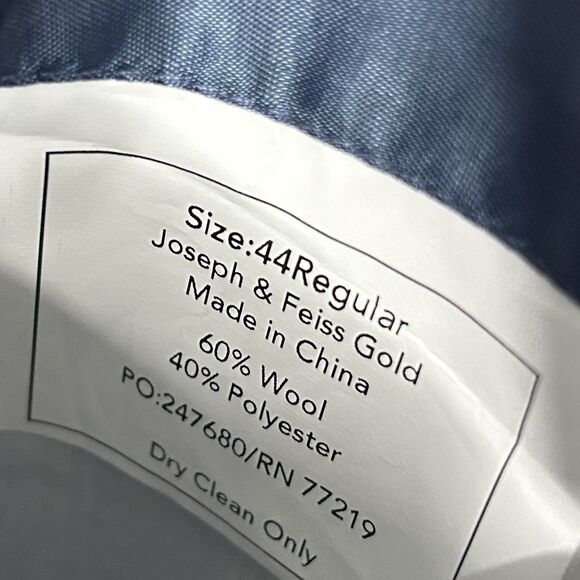 Joseph & Feiss 44R Executive Fit Sport Coat Wool Blend Blue Herringbone - Picture 3 of 7